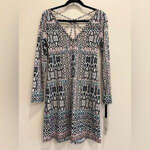 Hale Bob Geometric Print Long Sleeve Dress XS NWT